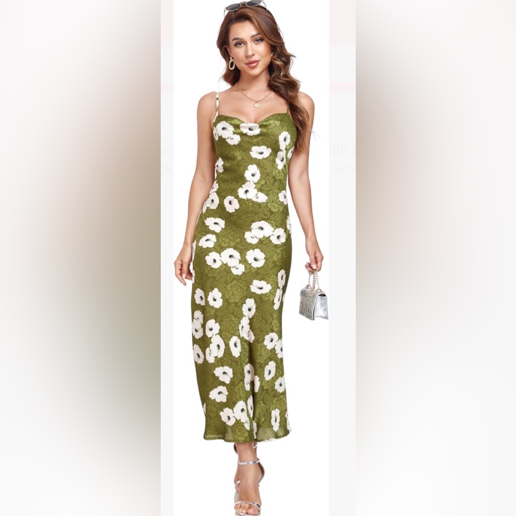 Nwot. Atnlewhi Floral Green Maxi Dress Size L.